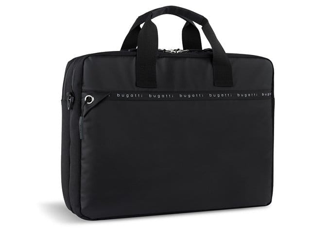 Портфель мужской BUGATTI БЛАНК ОБЛЕГЧЕННАЯ | BLANC DELIGHT, чёрный, нейлон RPET600D/тарпаулин/полиэстер, 40х10х29 см, 10 л для бизнеса
