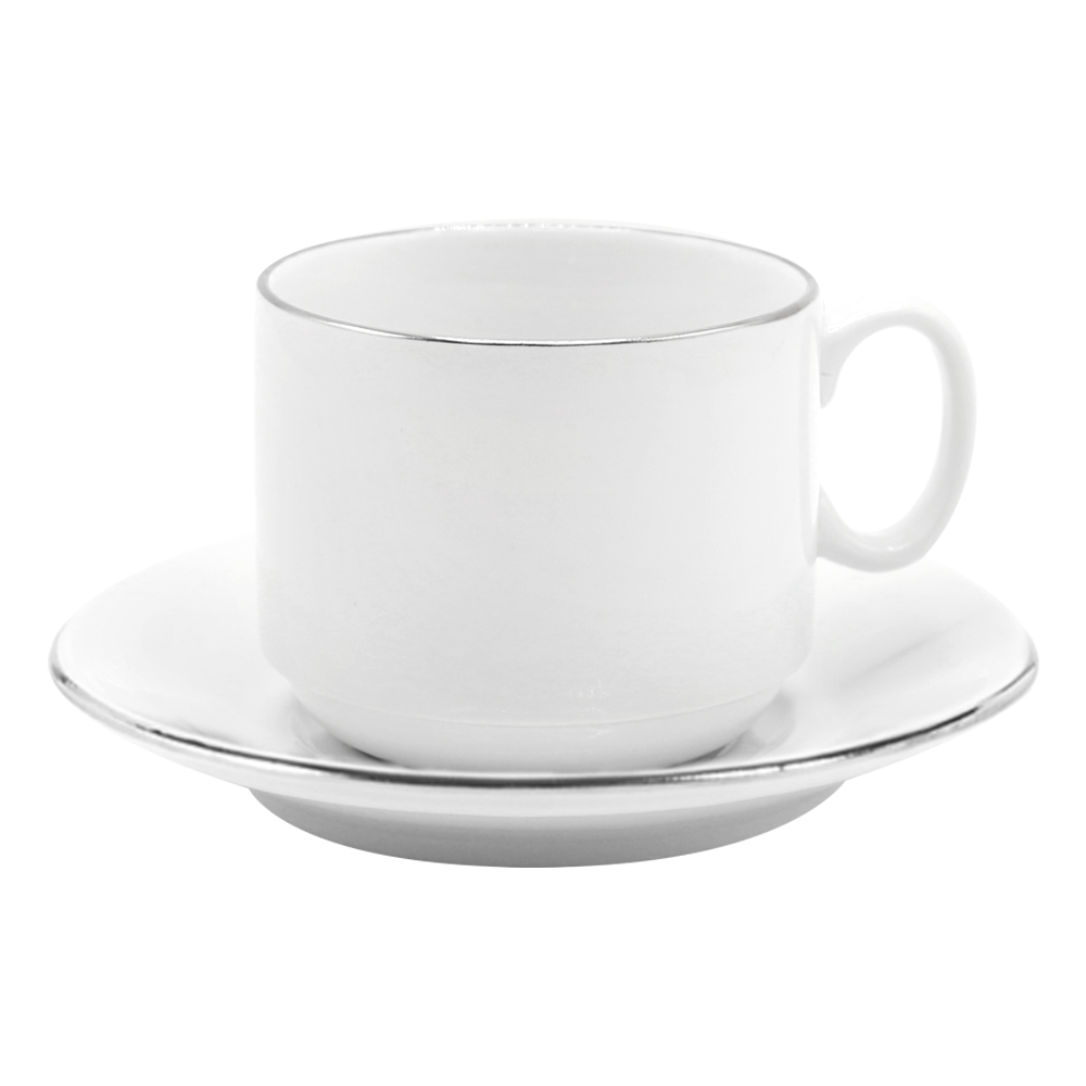 Чайная пара фарфоровая 220см³ экспресс Платиновый в коробке для бизнеса