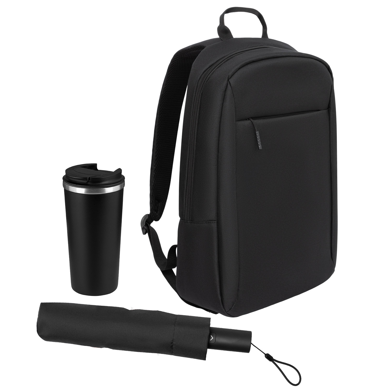 Подарочный набор Сириус (Sirius), черный (зонт, термокружка, рюкзак) для бизнеса