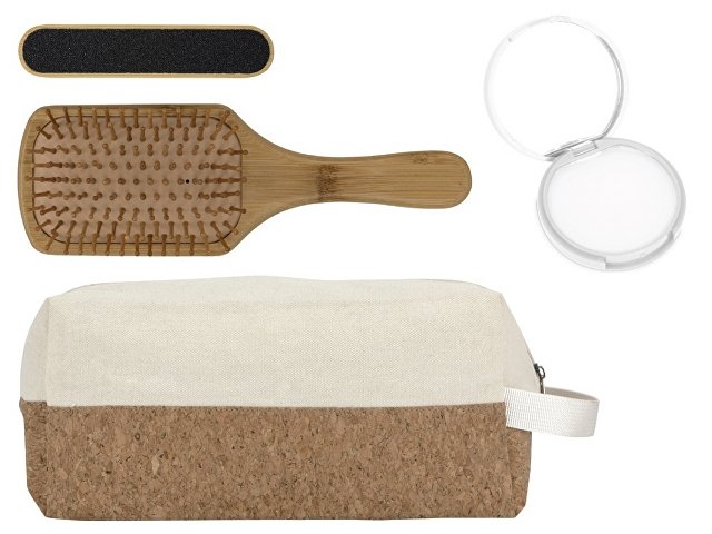 Подарочный набор с расческой, пилкой для ногтей, бальзамом для губ в косметичке для бизнеса