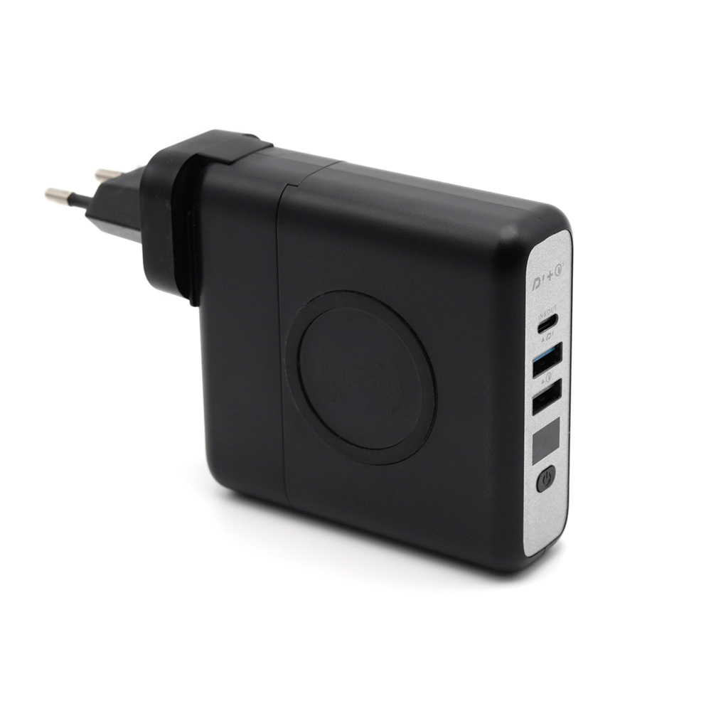 Внешний аккумулятор Gemini с беспроводной зарядкой и сетевым адаптером, 10000 mAh, черный для бизнеса