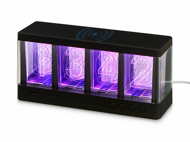 Часы с LED-подсветкой и беспроводной зарядкой «Cyber», 10 Вт для бизнеса
