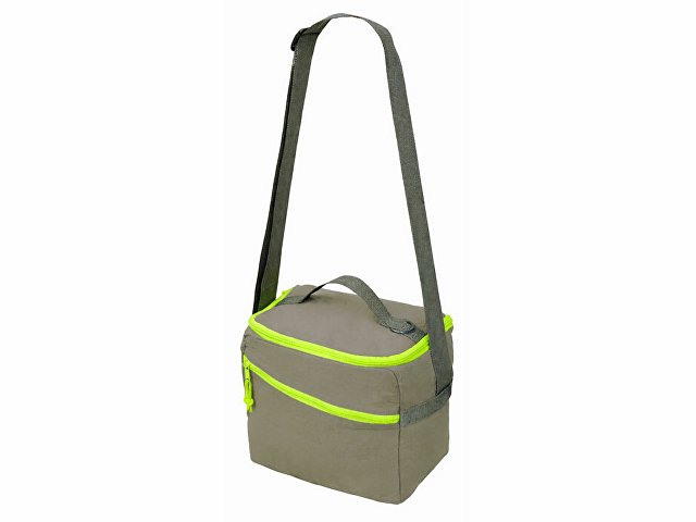 Изотермическая сумка-холодильник "Neo Classic" c контрастной молнией, серый/зеленое яблоко