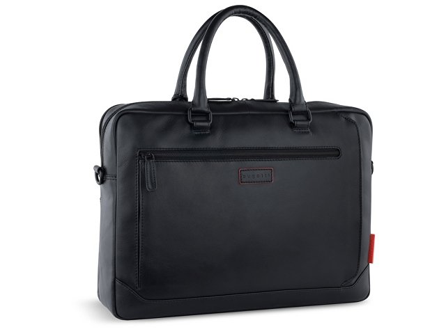 Портфель мужской BUGATTI КЛАРК | CLARK, чёрный, воловья кожа/полиэстер, 40х9,5х29 см, 10 л для бизнеса