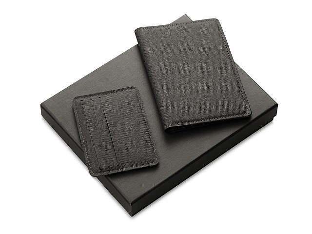 Подарочный набор "Consul": обложка для паспорта и картхолдер, серый для бизнеса