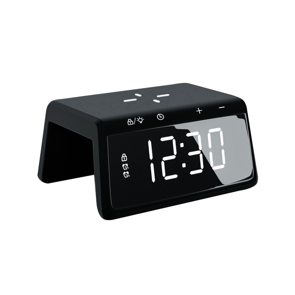 Часы настольные Bridge с функцией беспроводной зарядки, черный для бизнеса