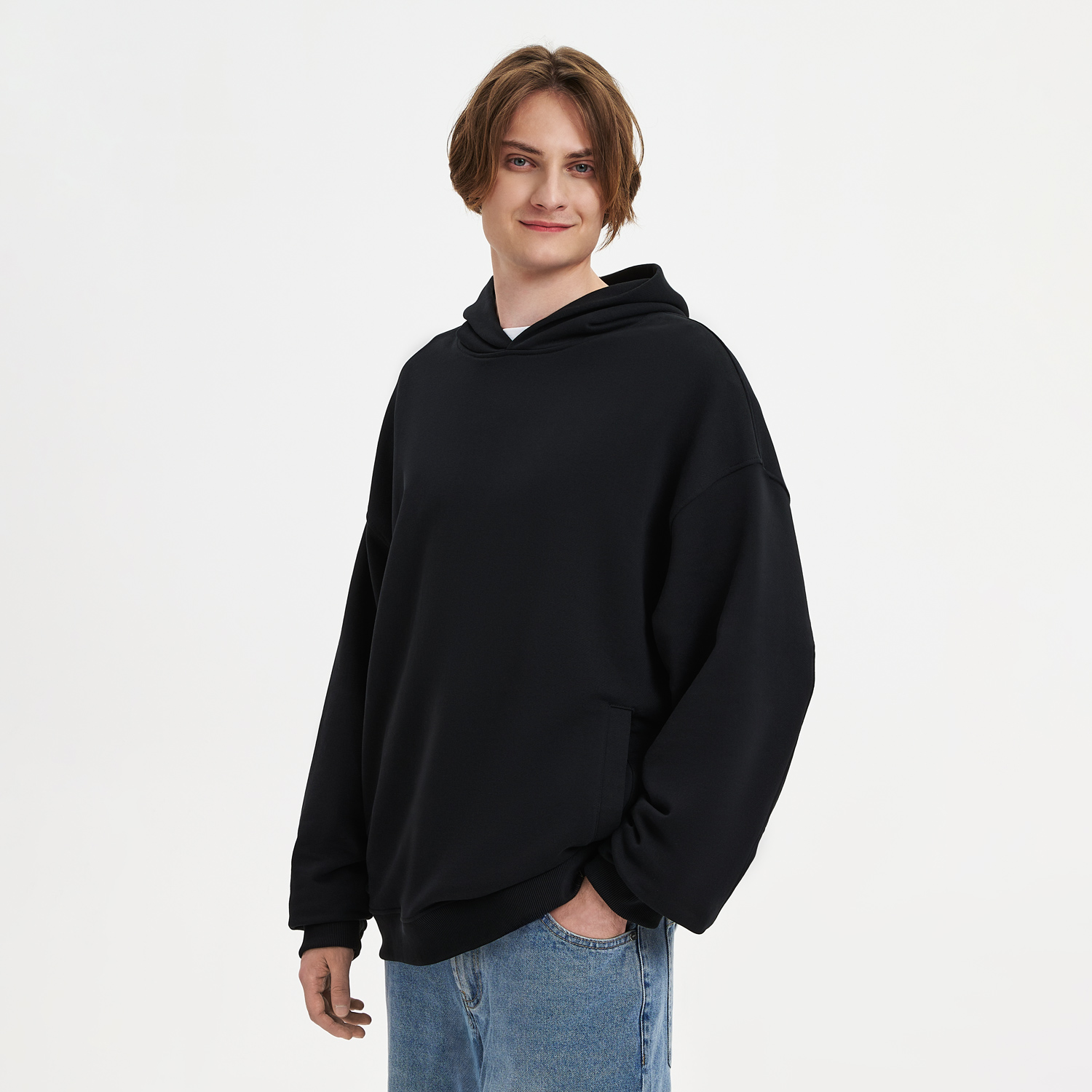 Худи оверсайз унисекс Фьюжн (Fusion), черный, размер 2XS для бизнеса