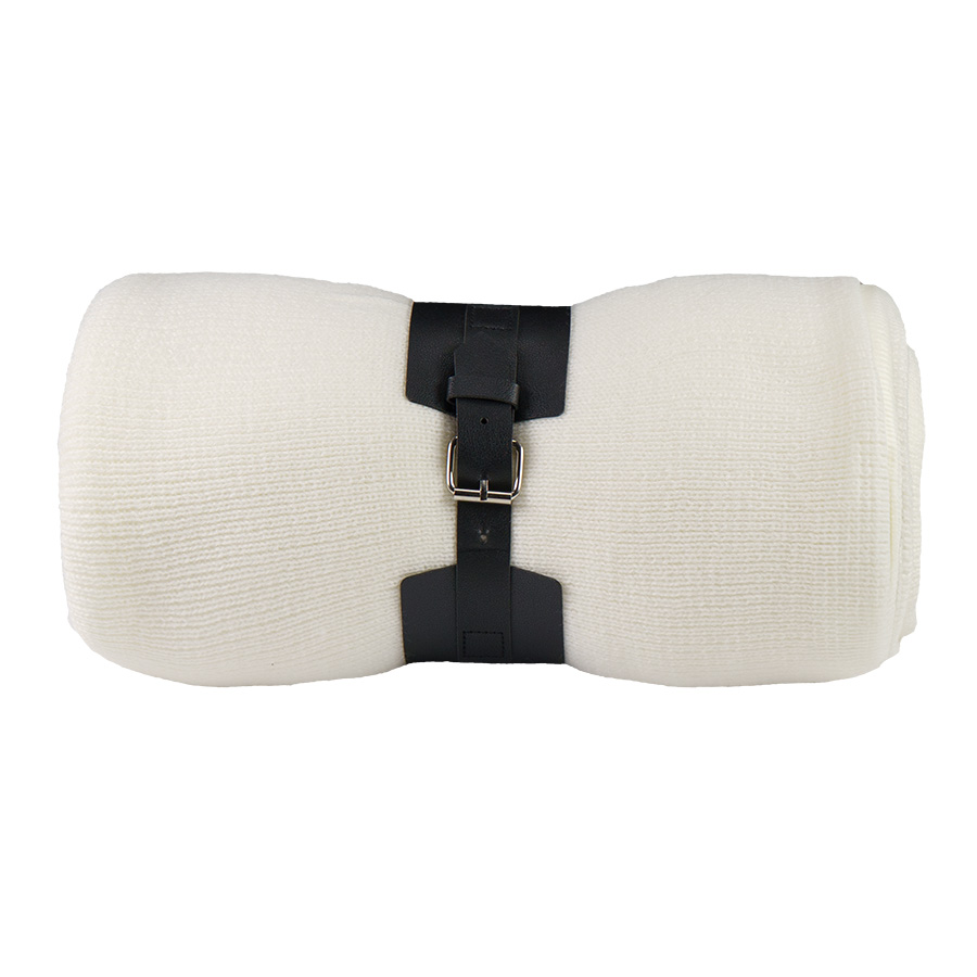 Плед  "Belt"; белый; 130 х 180 см; 100% акрил, с поясом