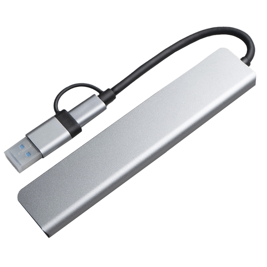 USB-хаб ROOT 8 в 1, серый, алюминий для бизнеса