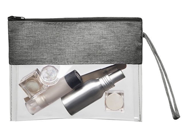 Косметичка из PVC и ткани "Leony", прозрачный/темно-серый для бизнеса