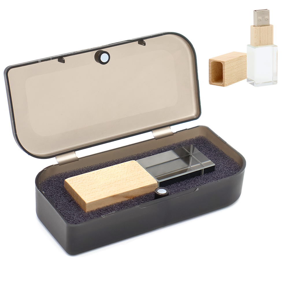 Флешка Кристал Bamboo 16 Гб в футляре, светло-коричневый для бизнеса