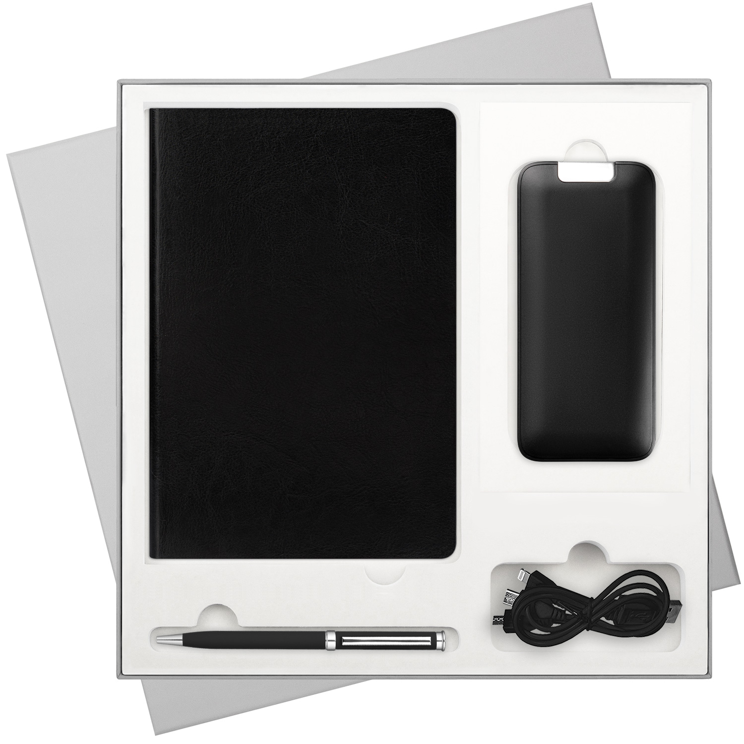 Подарочный набор Ривер Сайд (River side), черный/красный (ежедневник, ручка, аккумулятор) для бизнеса