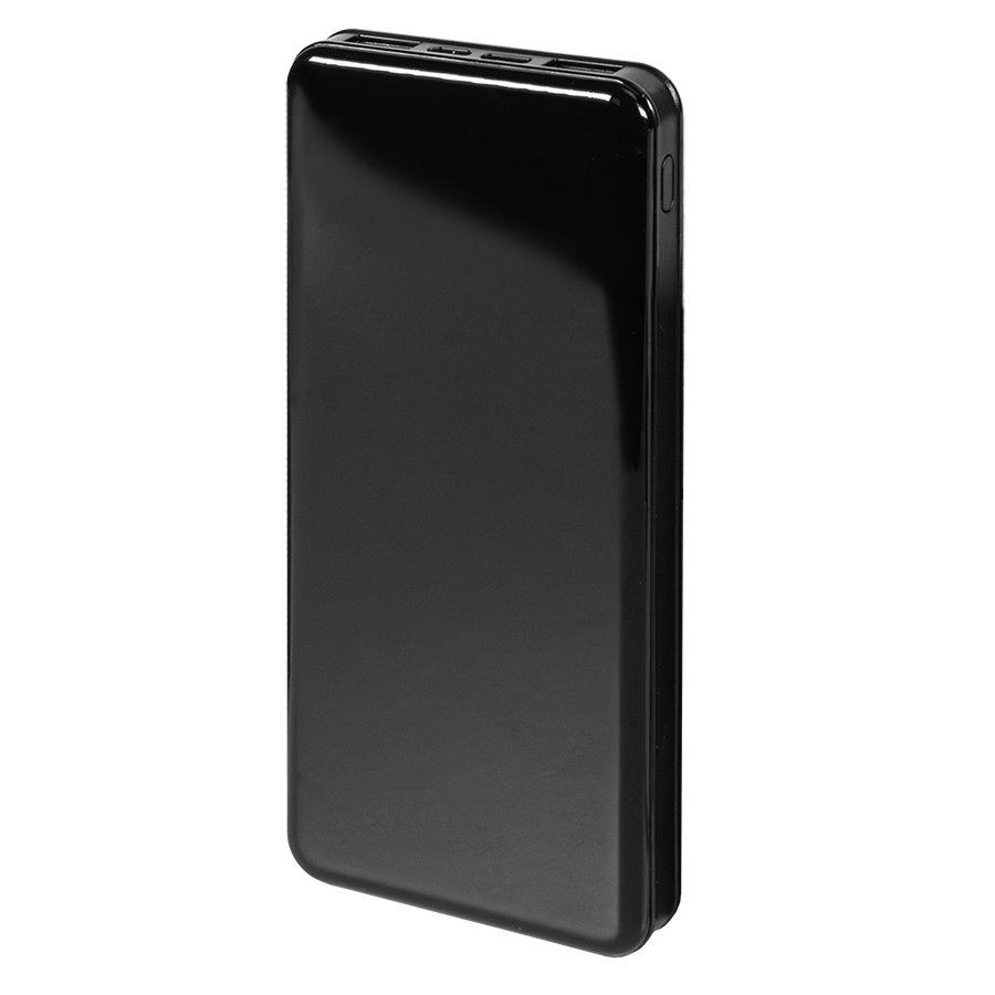 Универсальный аккумулятор Sleek 10 (10000 мАч), черный, 14х6.8х1,5 см для бизнеса