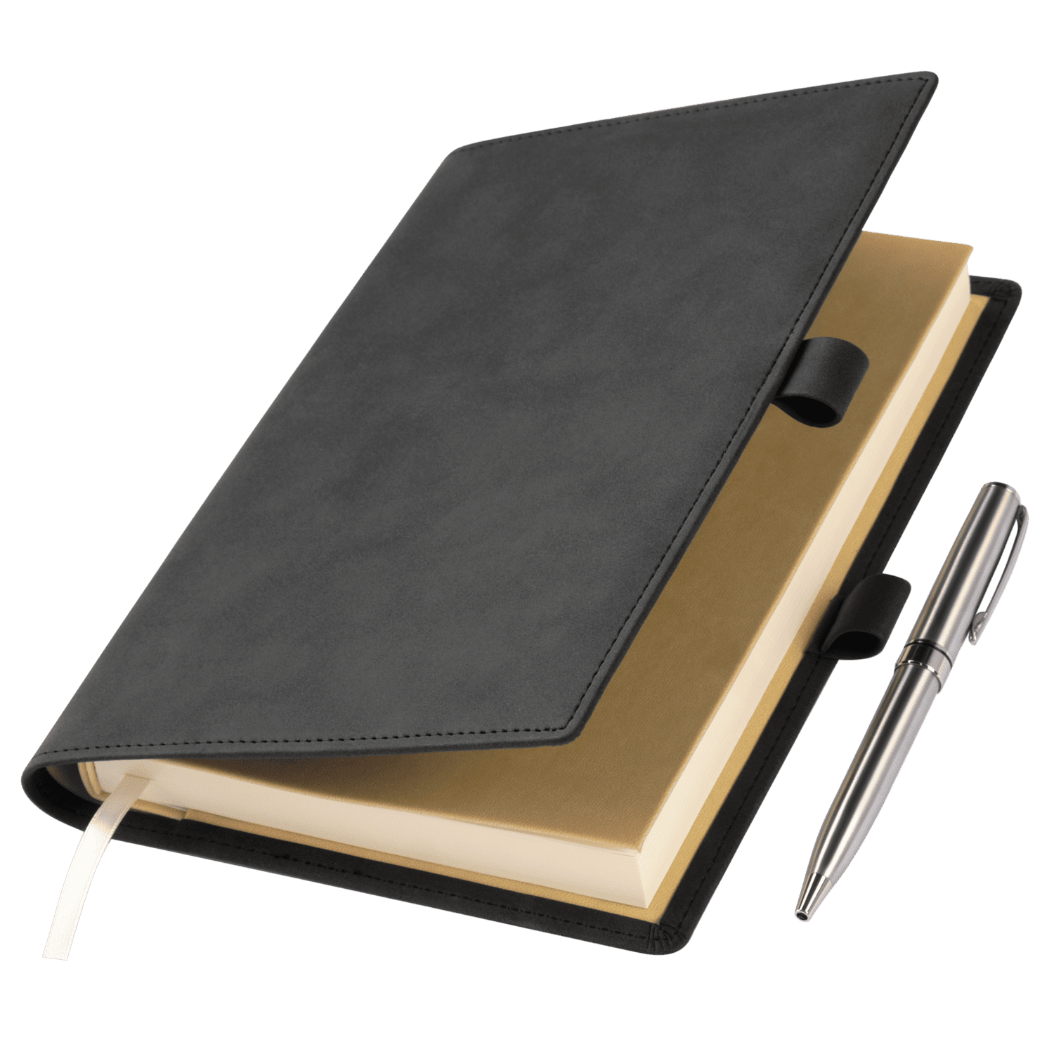 Ежедневник-портфолио Clip NEO недатированный в подарочной коробке, черный (в комплекте ручка Tesoro серебро)