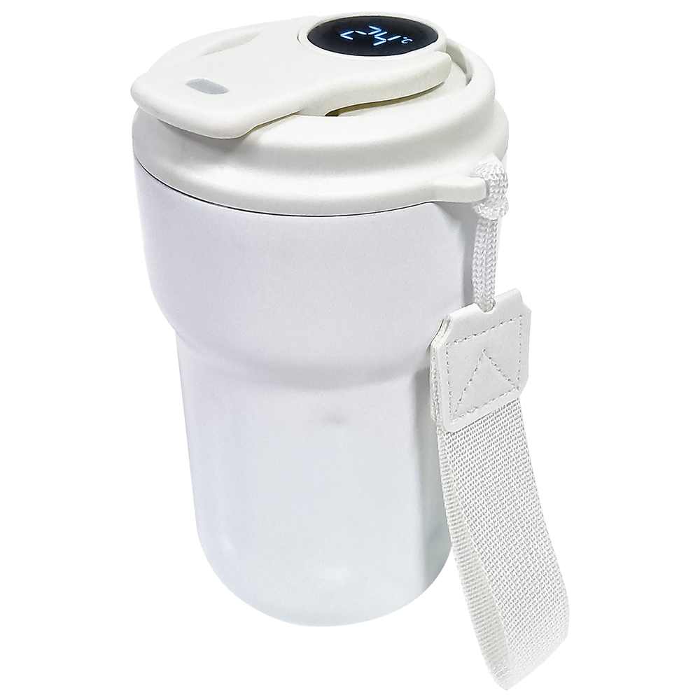 Термокружка Clive с дисплеем, белого цвета для бизнеса