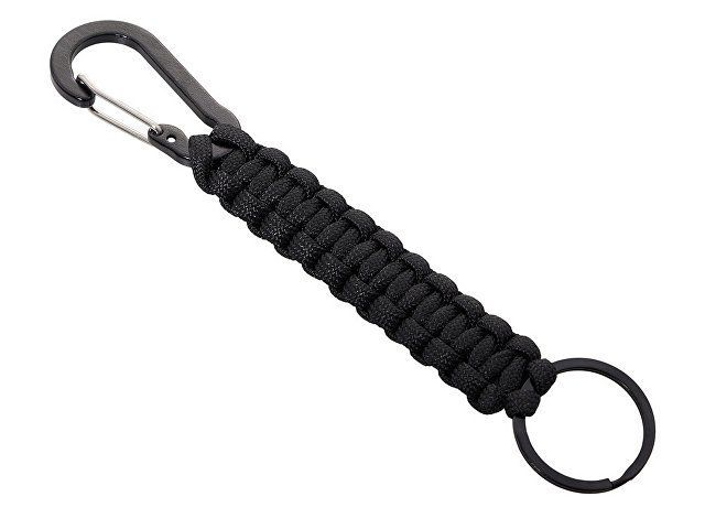 Брелок-веревочка "Austere" с карабином и кольцом, черный