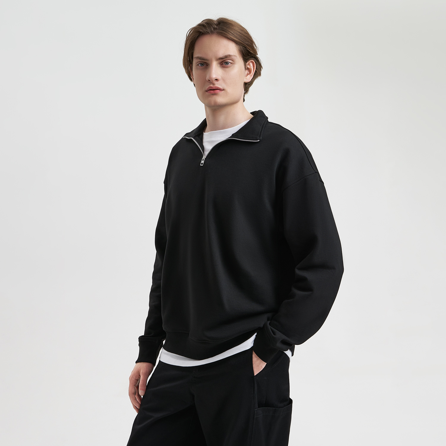 Толстовка на молнии унисекс Флоу (Flow), черная, размер 5XL/6XL для бизнеса