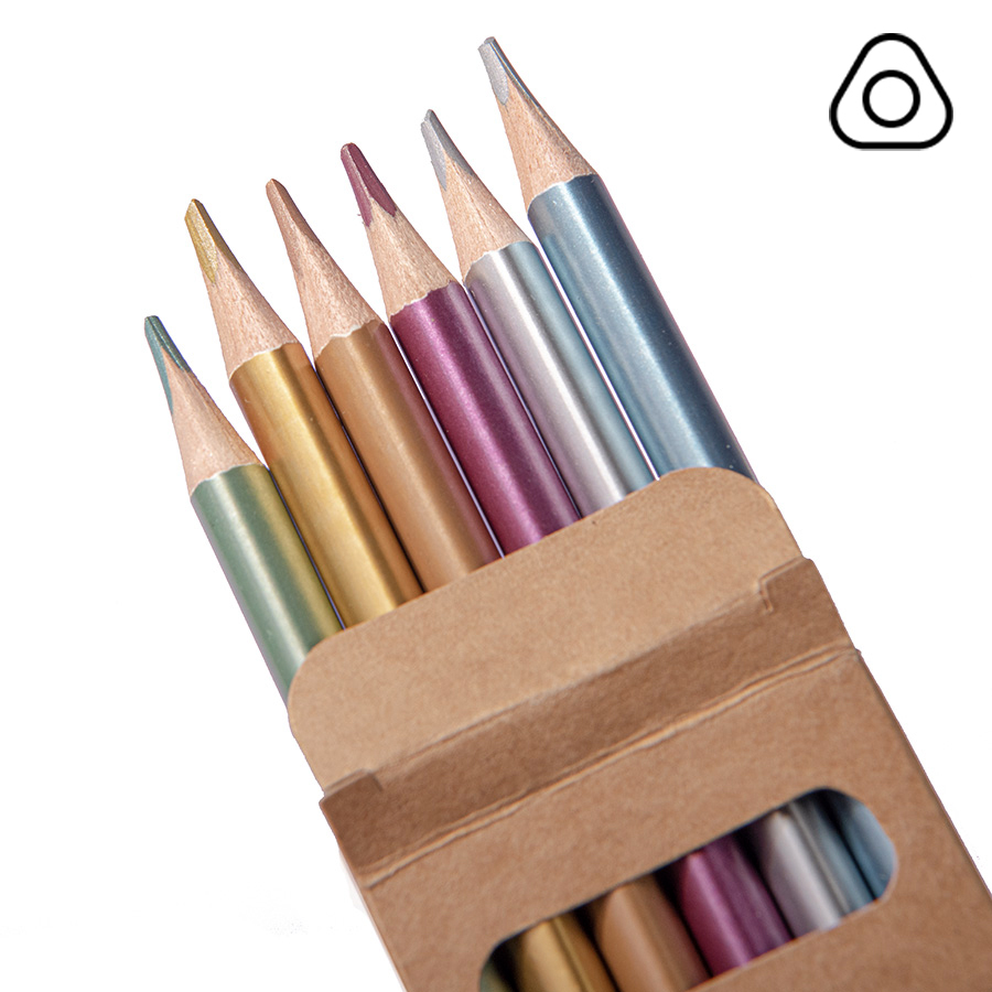 Цветные карандаши METALLIC, 6 цветов для бизнеса