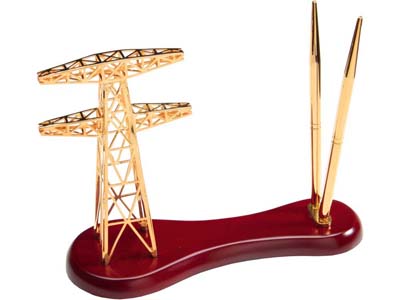 Настольный прибор «Энергия» золотистый/красное дерево 616729 для бизнеса