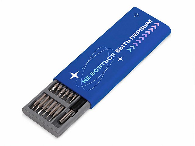 Отвертка с набором из 24 насадок "Bits", темно-синий (уф печать) для бизнеса