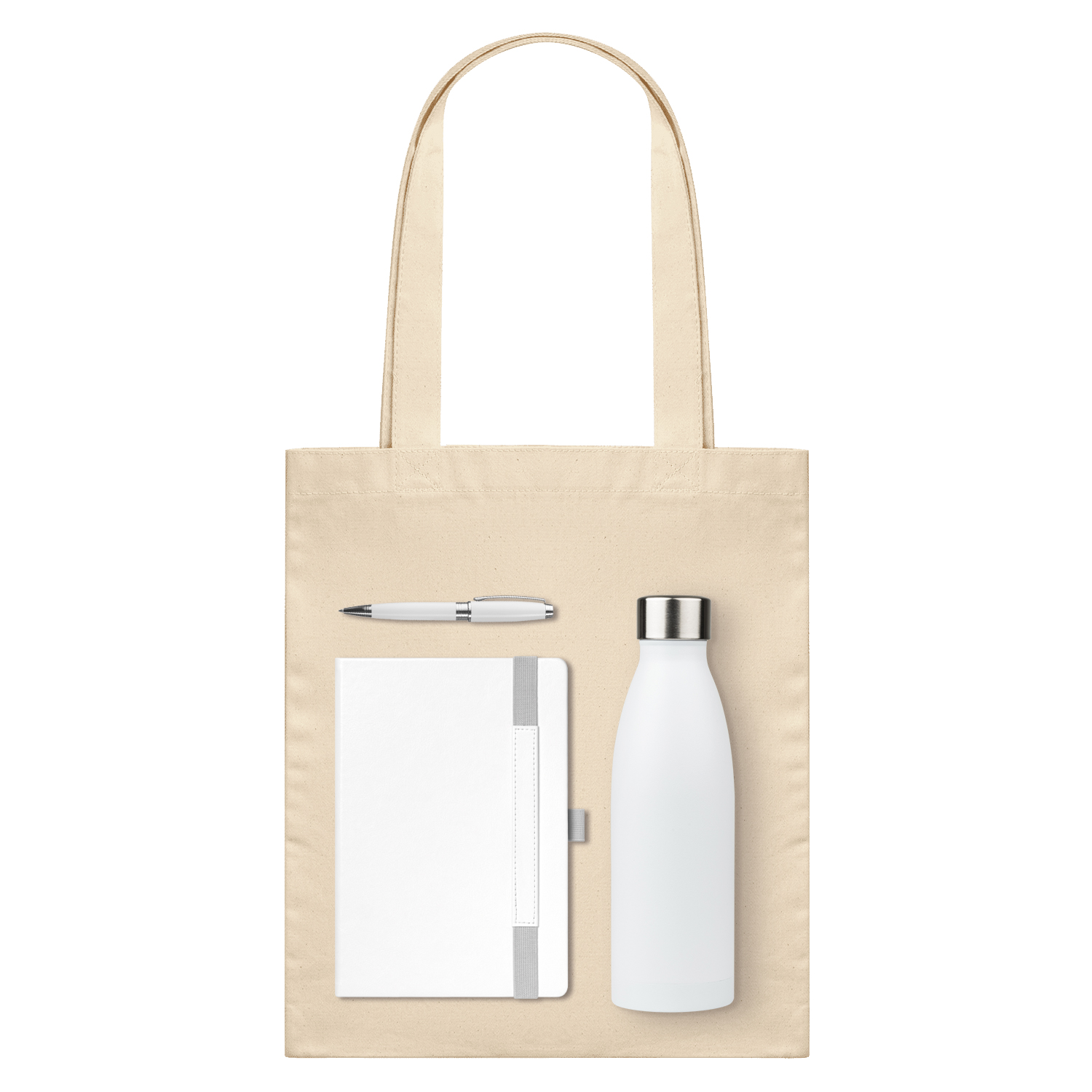 Подарочный набор Гэлакси (Galaxy), белый (ежедневник, ручка, термобутылка, шоппер) для бизнеса