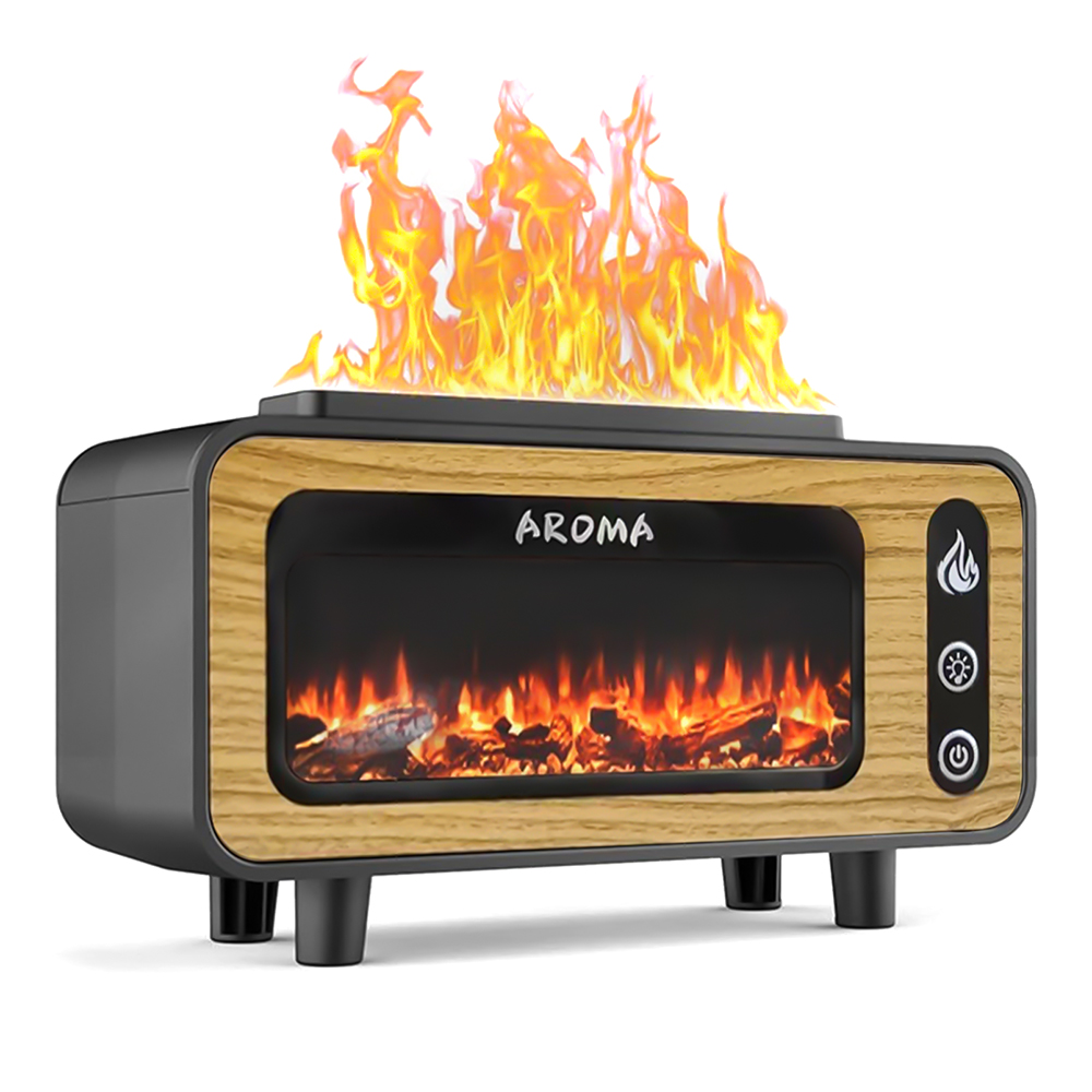 Светодиодный USB увлажнитель-аромадиффузор Vintage Fireplace, коричневый для бизнеса
