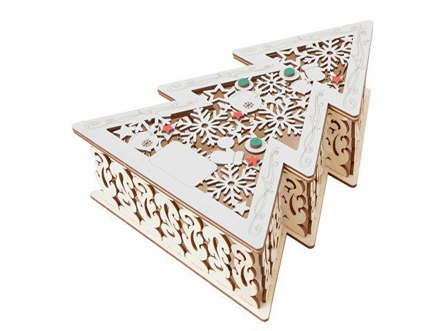 Шкатулка из фанеры в виде елки "Firytale" , серебристая