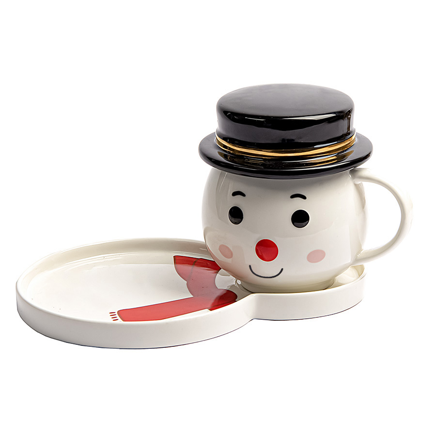 Чайная пара СНЕГОВИК с крышкой для бизнеса