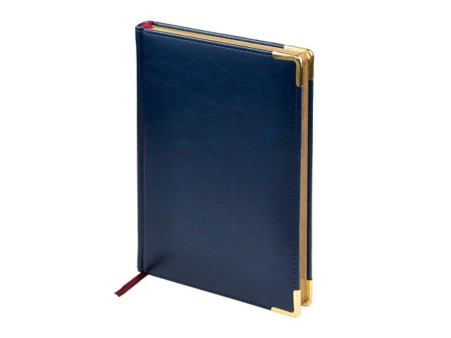 Ежедневник А5 датированный «Sidney Nebraska» 2026, синий (золотой обрез, золотые уголки) для бизнеса