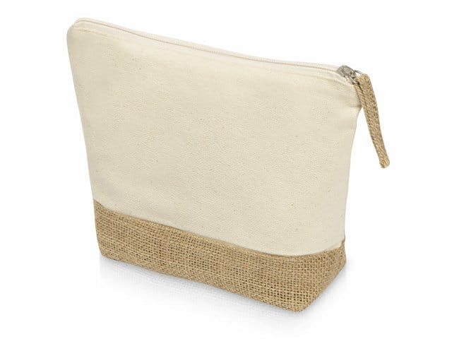 Косметичка "Jute" из хлопка и джута, натуральный для бизнеса