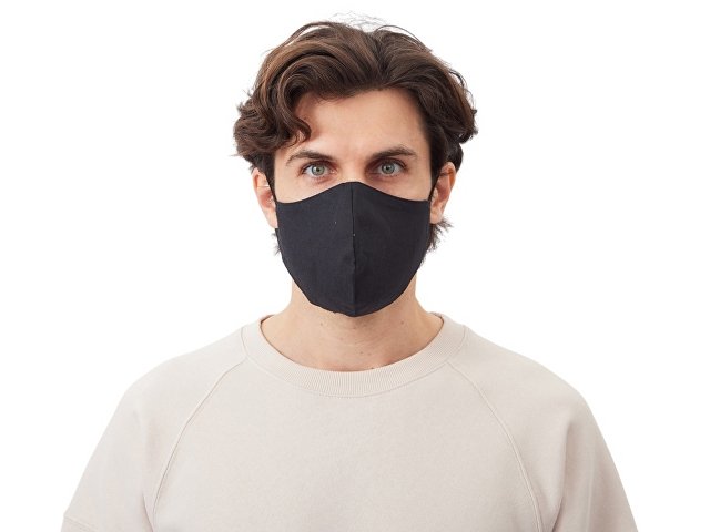 Маска для лица многоразовая из хлопка, анатомической формы, черный для бизнеса