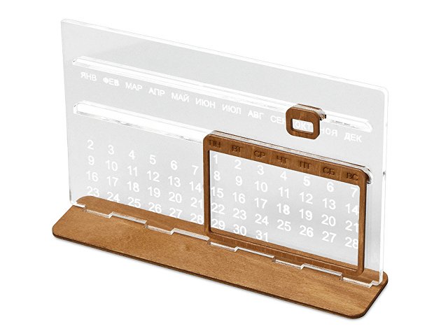 Вечный календарь Evermore 210х127 мм: фанера 3 мм, орг стекло 4 мм, упаковка в плотный крафт конверт для бизнеса