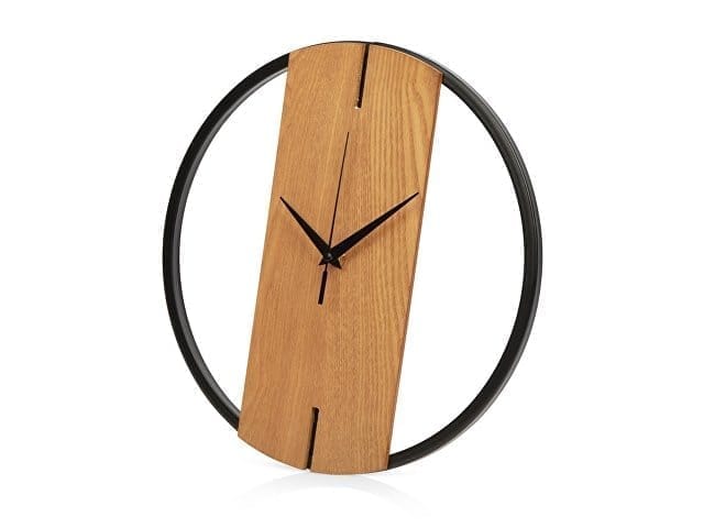 Деревянные часы с металлическим ободом «Time Wheel» для бизнеса