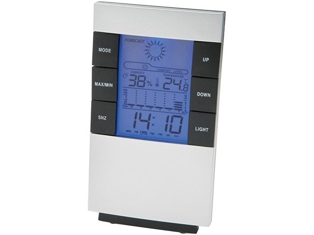 Настольная метеостанция Statio с часами-будильником, серебристый/черный для бизнеса