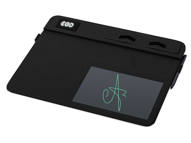 Многофункциональный коврик для мыши «Multi Pad» с беспроводной зарядкой и LCD экраном, 10 Вт, черный для бизнеса