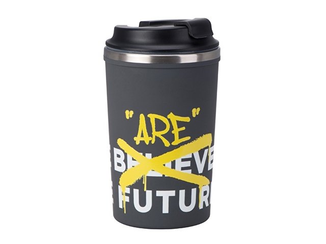 Герметичная термокружка на присоске "Kick", 350 мл, серый (уф печать круговая)