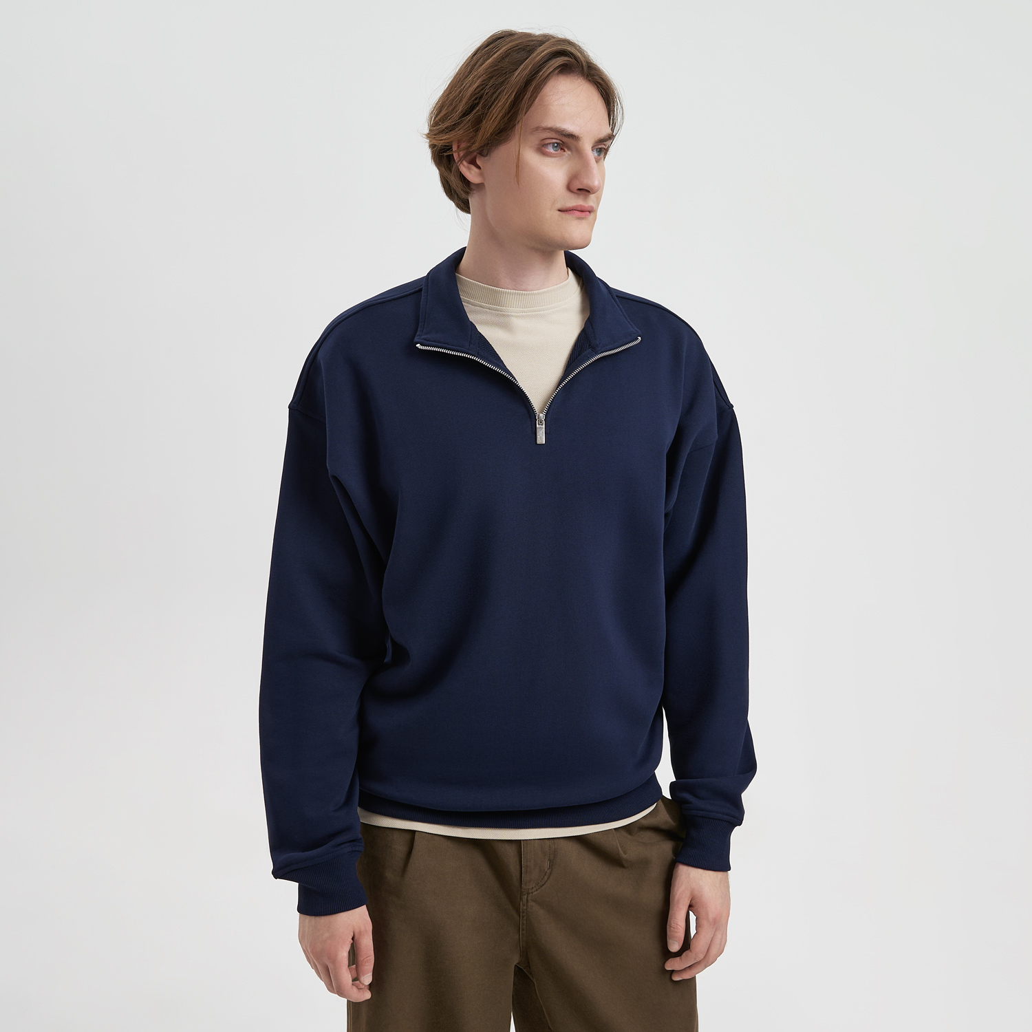Толстовка на молнии унисекс Флоу (Flow), темно-синяя, размер 3XL/4XL для бизнеса