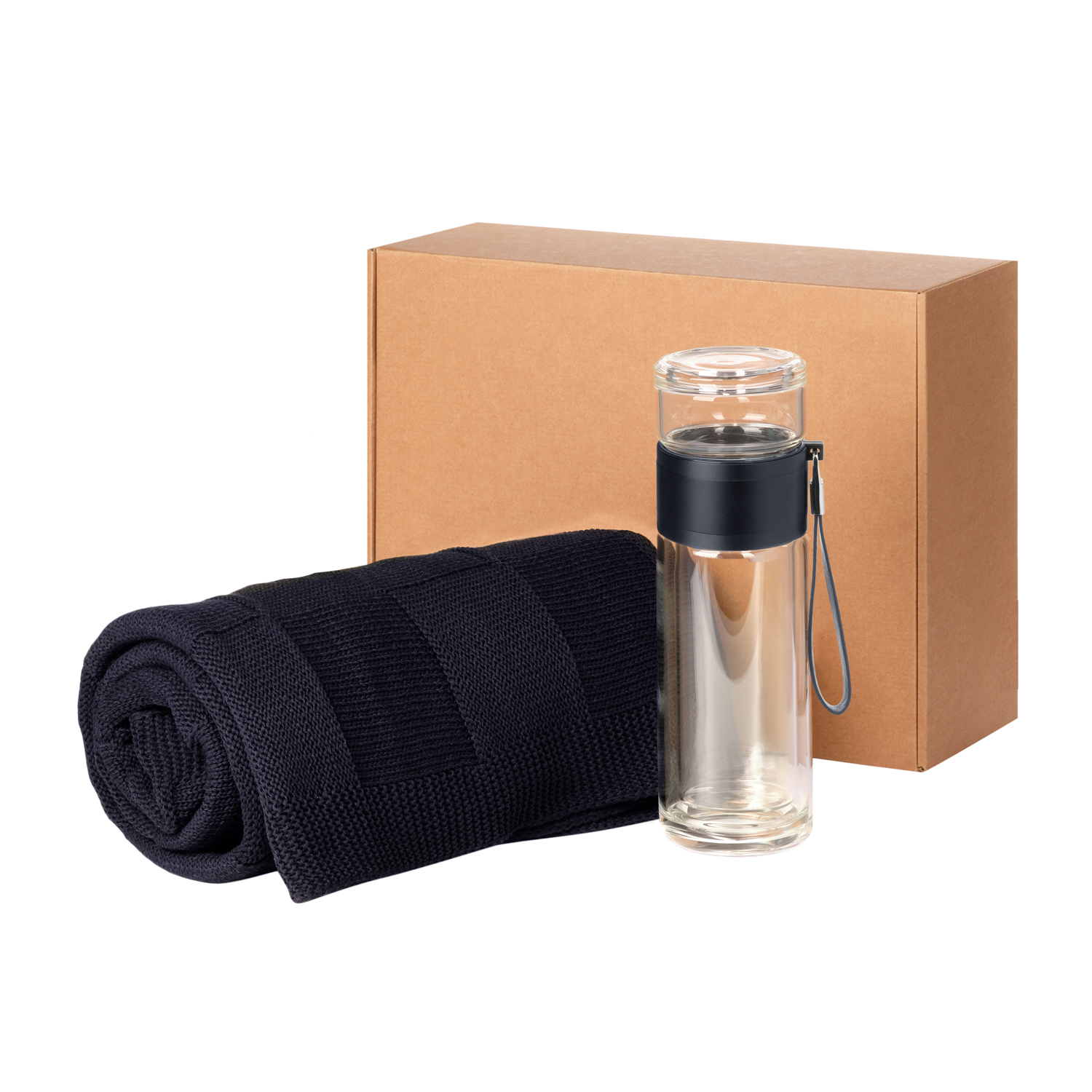 Подарочный набор Терсо (Terso), Селла (Cella), синий (плед, термобутылка) для бизнеса