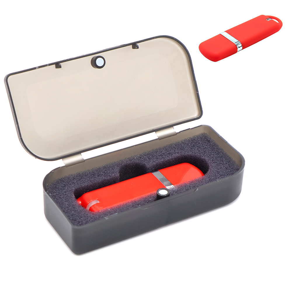 Флешка Shape с покрытием Софт Тач в футляре, черная для бизнеса