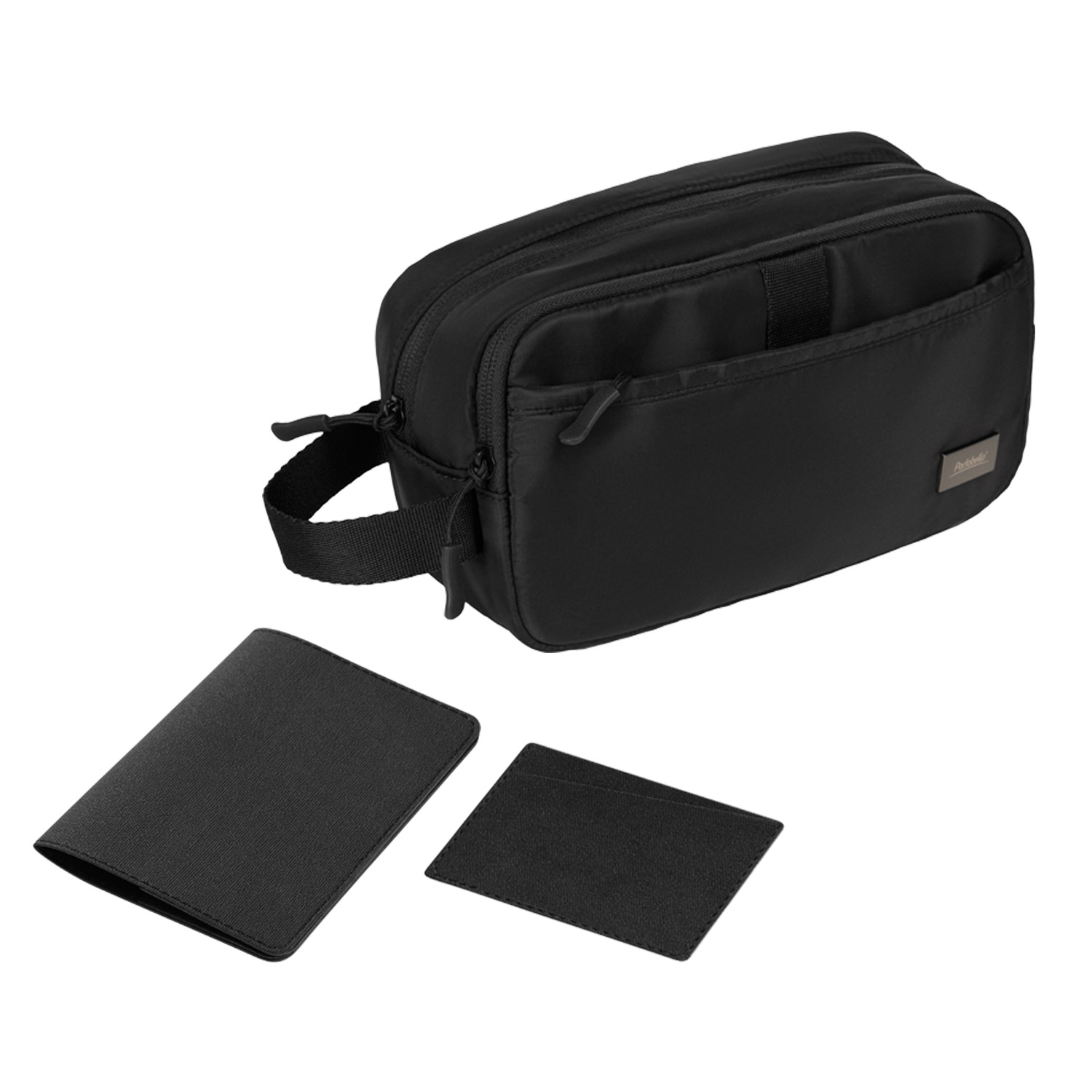 Подарочный набор Бостон (Boston), черный (обложка на паспорт, картхолдер, дорожная косметичка) для бизнеса