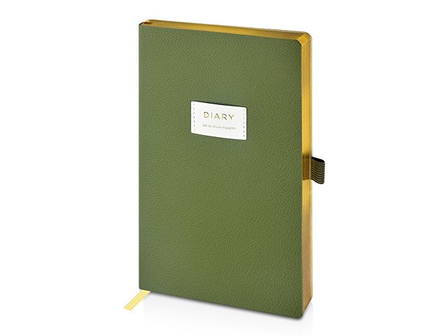 Ежедневник недатированный А5 "Verde" с нашивкой, зеленый для бизнеса