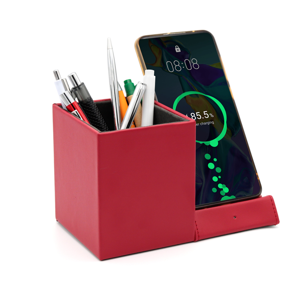 Настольный органайзер Elegans c беспроводной зарядкой, черный для бизнеса