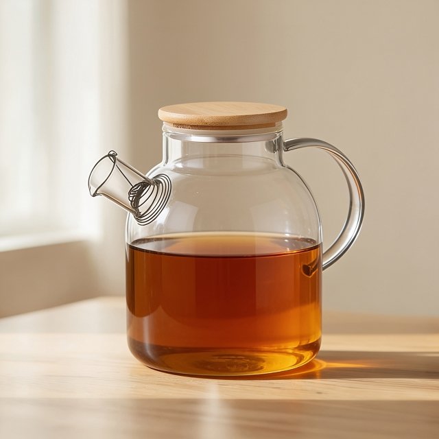 Стеклянный чайник с бамбуковой крышкой "Sencha M" для бизнеса
