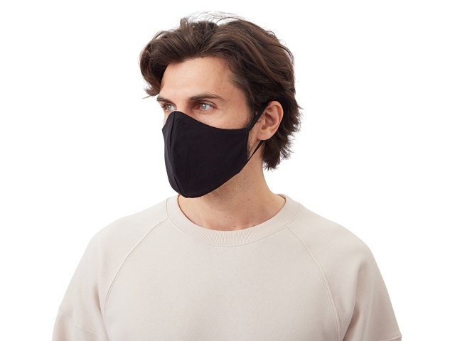 Маска для лица многоразовая с фиксаторами, черная для бизнеса