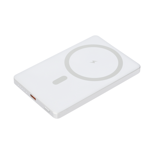 Внешний аккумулятор Atlantis PD 5000mAh с функцией беспроводной зарядки 15W, серебряный