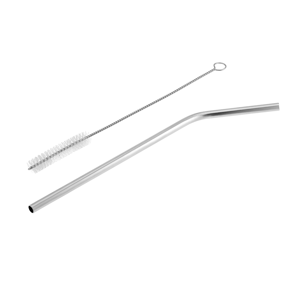 Набор Cocktail с изогнутой трубочкой и ершиком, серебристый для бизнеса