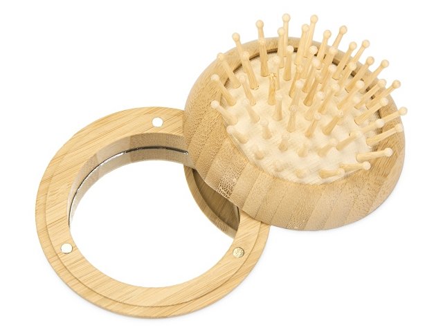 Расческа с зеркалом из бамбука "Daisy", натуральный для бизнеса