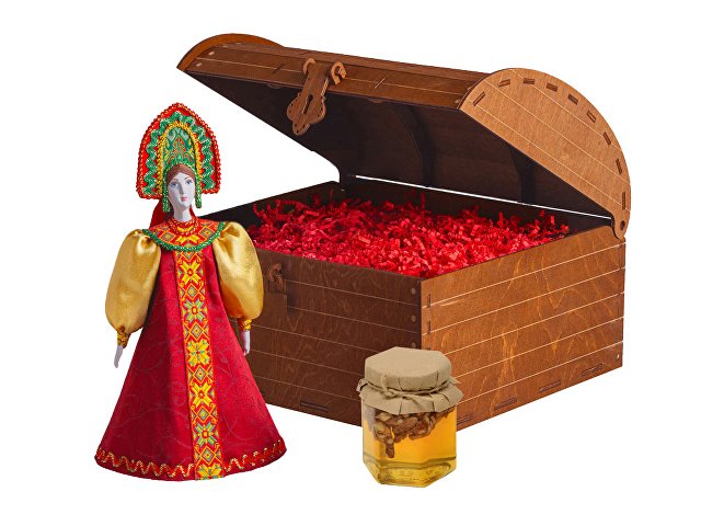 Подарочный набор: кукла фарфоровая, мёд с гецким орехом для бизнеса