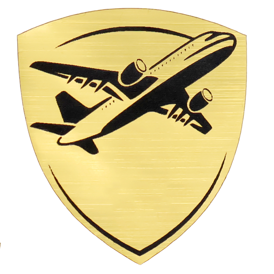 Шильд-наклейка самолет, серебро для бизнеса