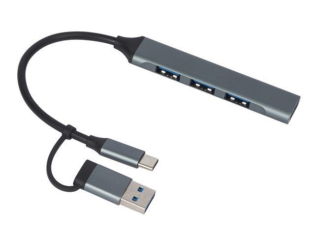 USB-хаб «Link» с коннектором 2-в-1 USB-C и USB-A, 2.0/3.0 для бизнеса